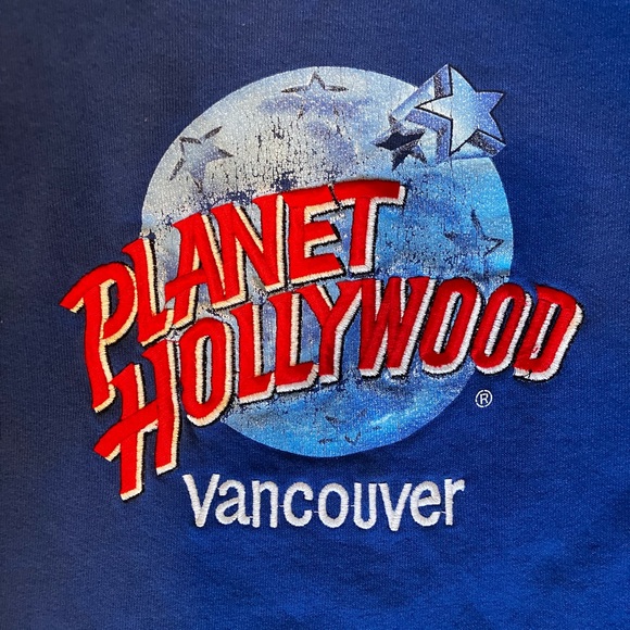 Vintage Planet Hollywood Blue Vancouver Embroidered Crewneck Men’s Large - Picture 2 of 3